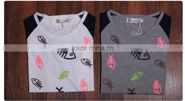 2014 the latest fashionable fishbone pattern t-shirt for lovers