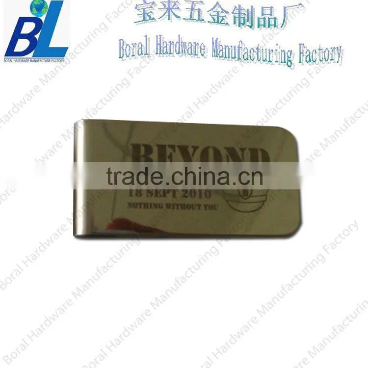 Nickel plated die cutted money clips with custom logo