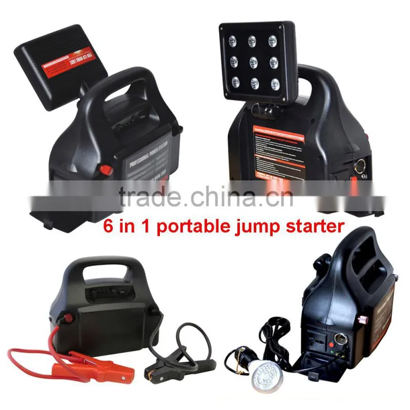 6 in 1 power inverter LED light DC 12 socket USB multi-function car battery jump starter