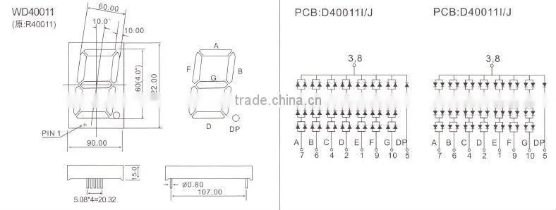 1 digit led numeric display screen with red color