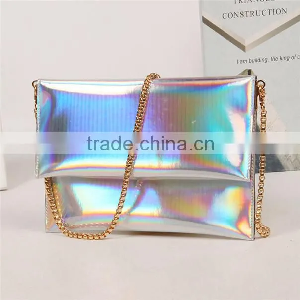 Fashionable simple style ladies lightening patent pu shoulder bag