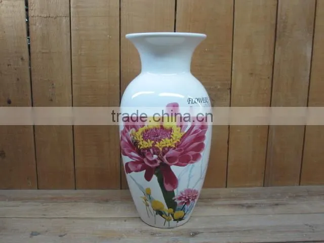Set 3 Round Ceramic Plant /Flower Pot with Pallet Tray