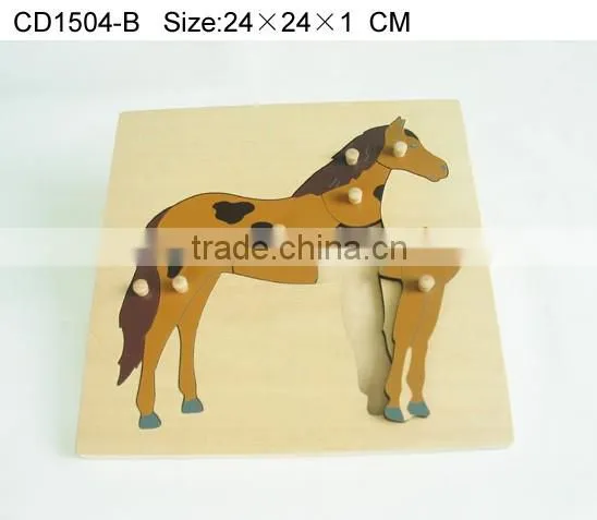 hot selling Wooden learning educational mould horse puzzle