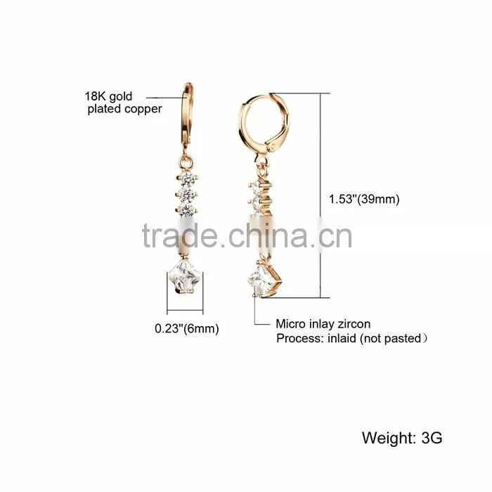 cubic zircon ladies jewelry chain design earring