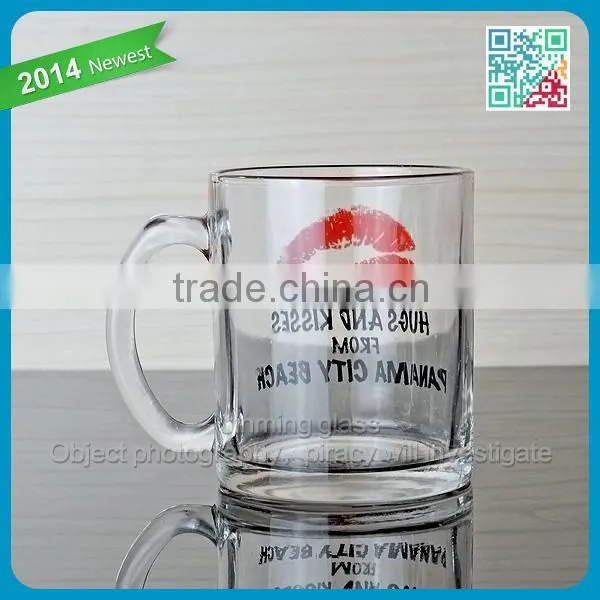 Wholesale novelty creative glass drinking cup coffee cup red lip printing coffee mug
