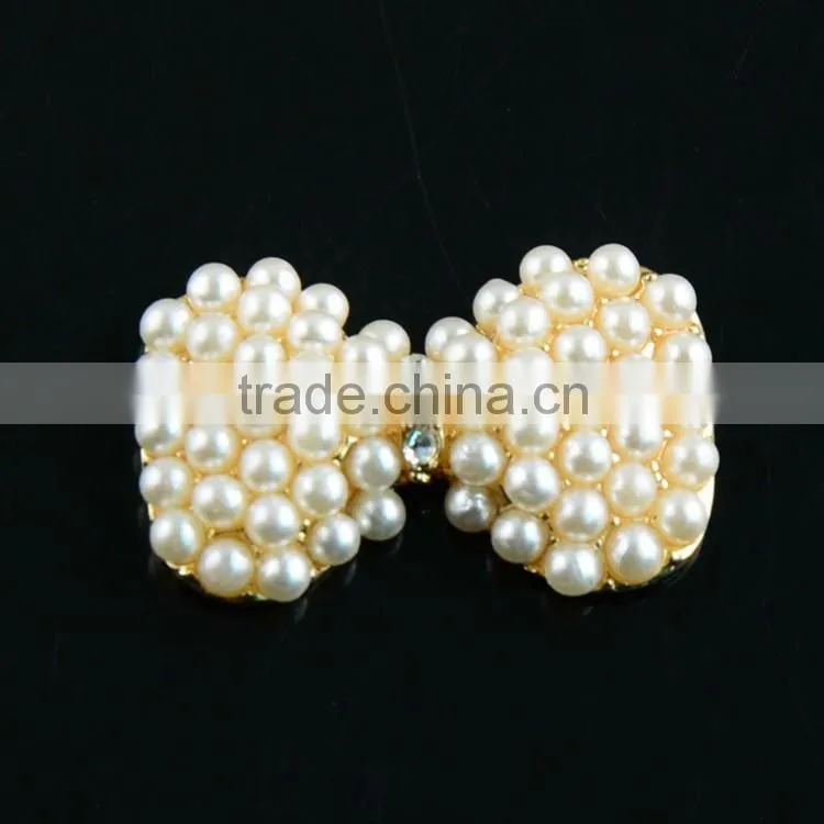 Wholesale Lovely Bow Shape Pearl Embellishment,Pearl Accessories Plated With Gold For Headband