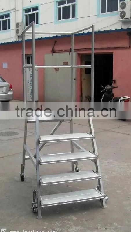 factory price supermarket ladder climbing trolly metal ladder truck