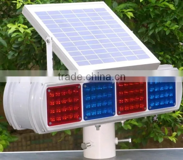 Super bright two-sided solar power system flashing warning light
