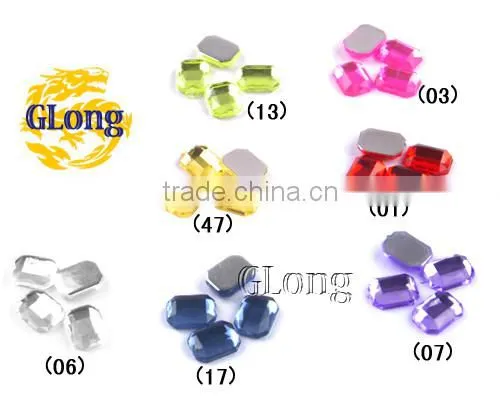 6*8mm Acrylic Flat Back Octagon Mix Color Bling Rhinestone&Crystal For Stylish Bags Garment Shoes #GY010-8P(Mix-s)
