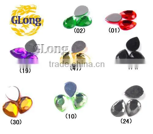 10*14mm Water Drop 3D Shape Acrylic Flat Back Mix Color Rhinestone Crystal For Stylish Bag Garment Shoes #GY015-14P(Mix-s)
