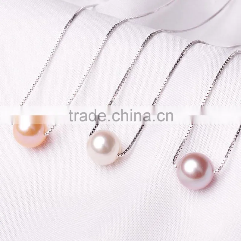 natural real pearl pendant necklace silver s925 chain for wholesale