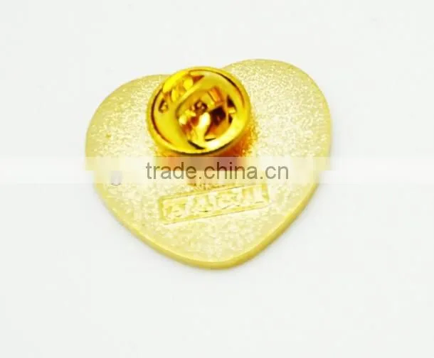 Customized heart shaped gold plated lapel pins