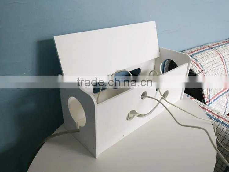 Korean Style Two Size Carved Cable Wire Storage Box Cable Storage Box Case Wire Management Socket Safety Tidy Organizer