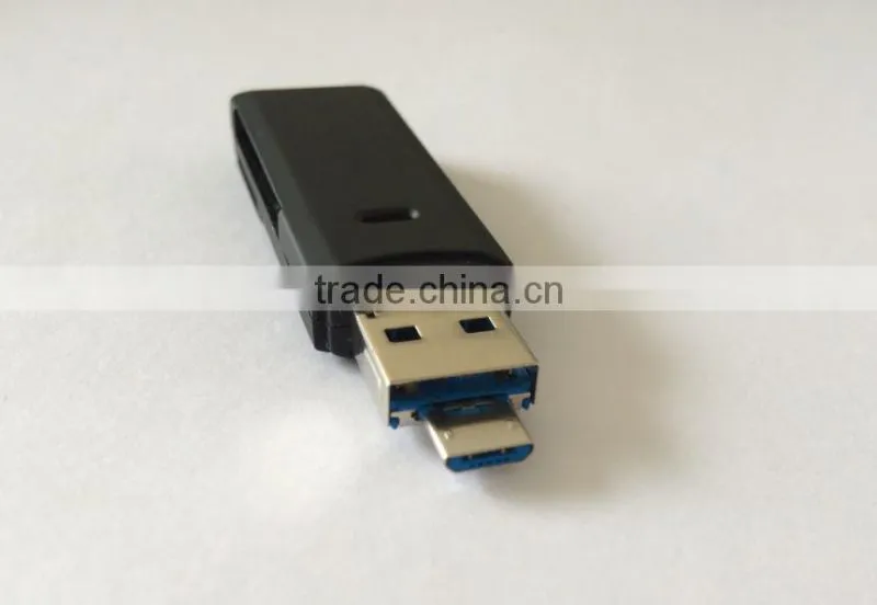 2 In 1 USB 3.0 and OTG/Micro USB 2.0 All-in-One Card Reader for Smartphone and PC