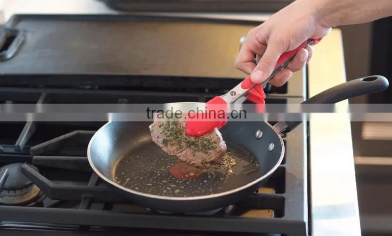 cooking utensils 9'' and 12' set of BBQ service silicone tongs