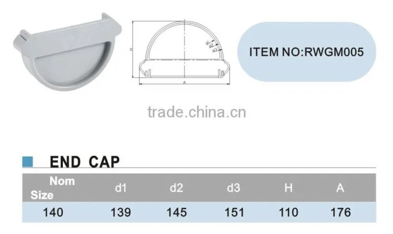 ERA New Material PVC End Cap Rainwater Gutter Fitting