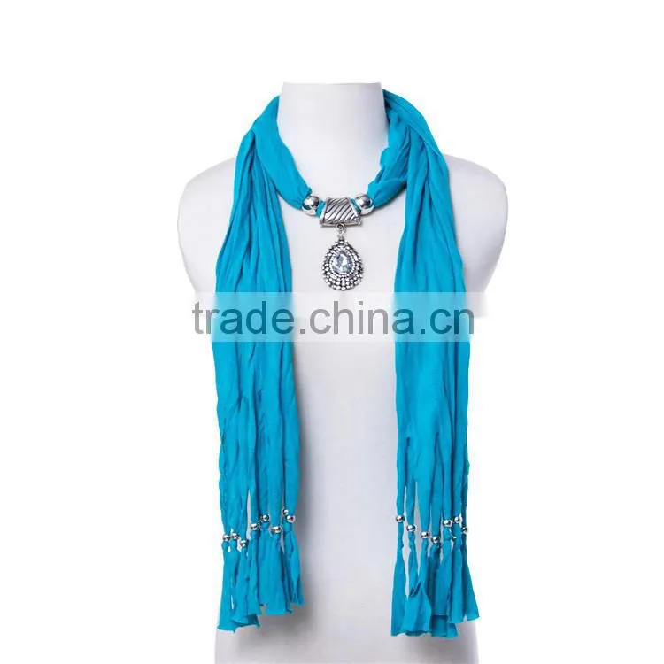 2016 New design tear drop shaped pendant scarf