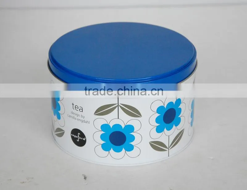 China Food Grade Customized Empty Round Shape Green Color Bulk Tin Box Tea