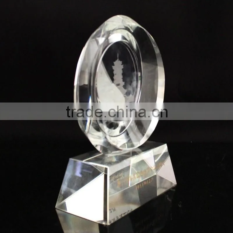 Wholesale crystal glass trophy cup award with building engraving