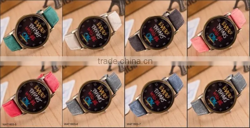 New Handmade Dial Denim Canvas Strap Wrist Watch