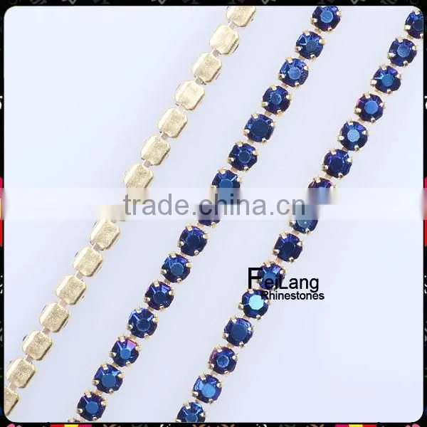 2mm Square rhinestone empty cup chain