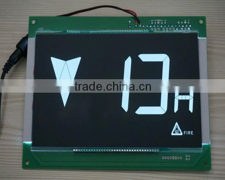 Glass surface shanghai manufacturer white with black background 8.8 inch monochrome lcd display/elevator display/SN-EHLC-088