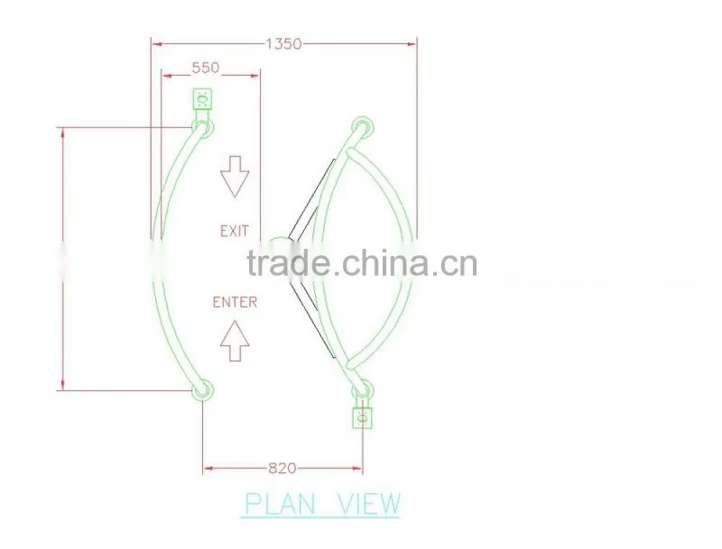 Butterfly Rotating Gate / round column / glass wing / CE certification