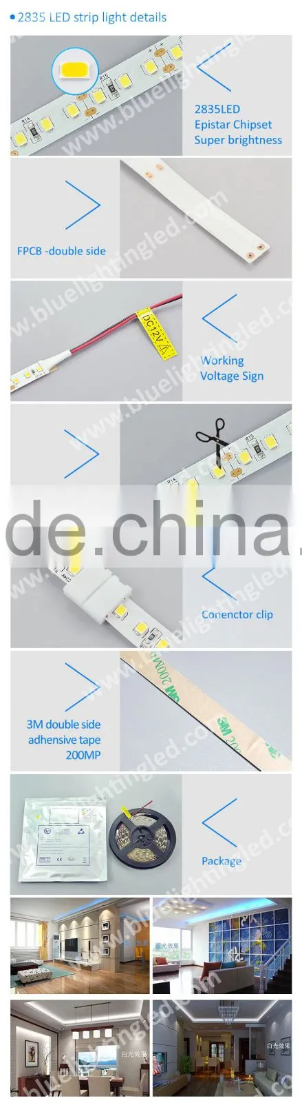 Super Bright DC12V Flexible 2835 Led Strip With Silicone Tube
