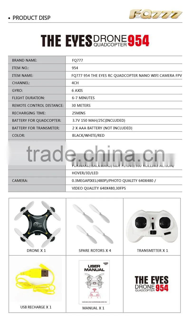 2016 New wifi control mini quadcopter with camera