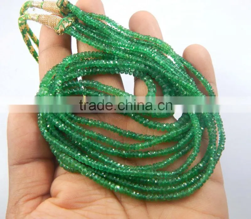 Natural Zambian emerald beads 4 strand necklace gift for love