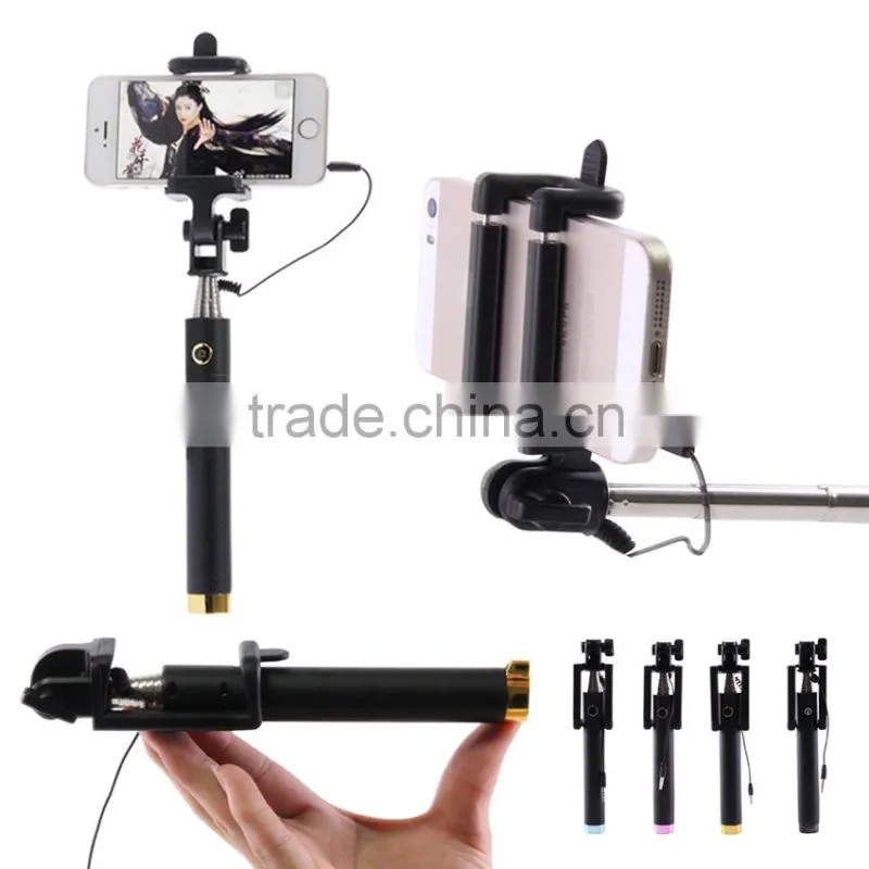 2015 hot portable in pocket flexible walking stick selfie stick with wired cheap price