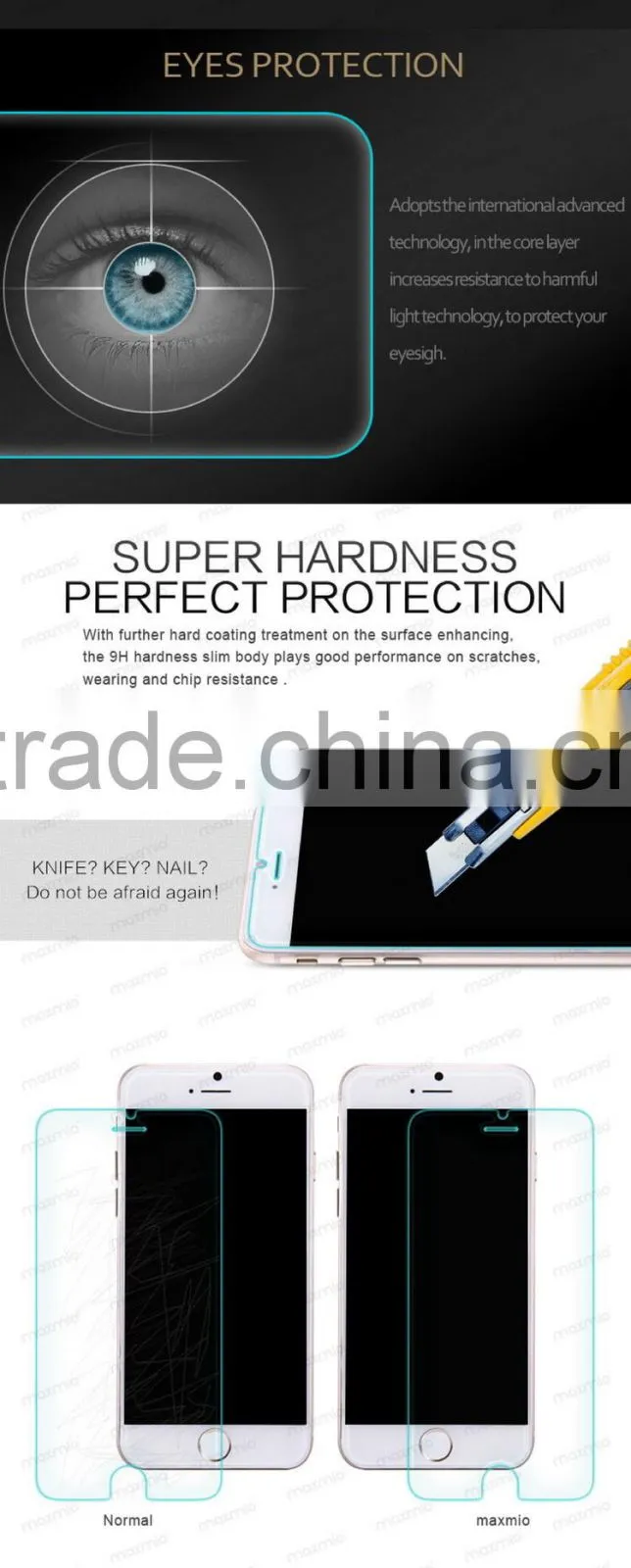 Factory Price !! 9H Anti-Scratch Oleophobic Coating waterproof tempered glass film for iPhone 6 7