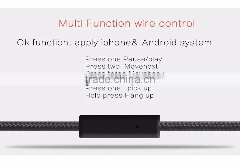 2016 popular metal wired earphone in ear earbuds with microphone