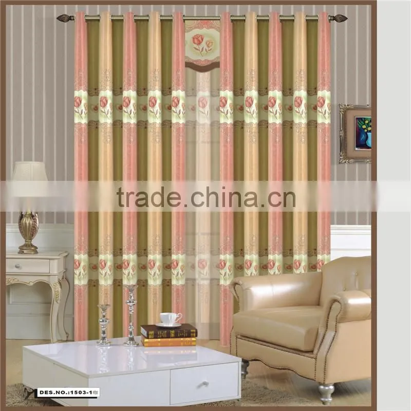 polyester curain fabric printing blackout curtain fabric with curtain net