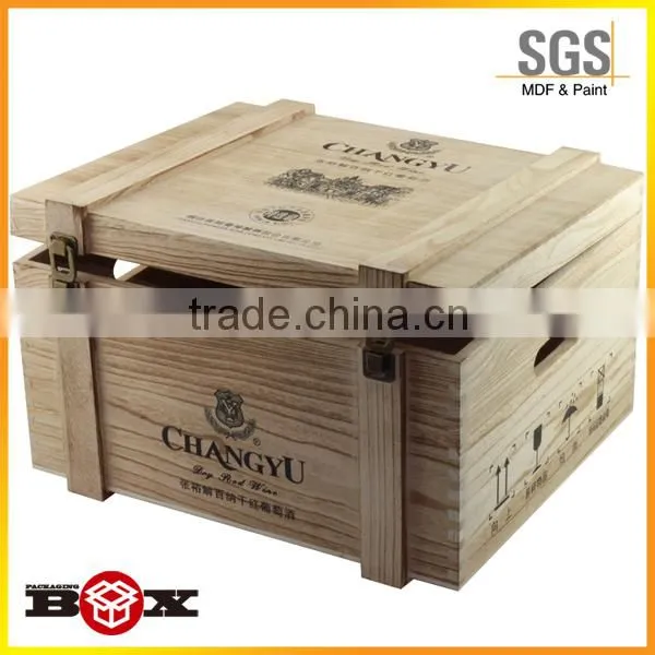2015 Natural Wood Good Quality Handmade Unfinished Wooden Wine Box