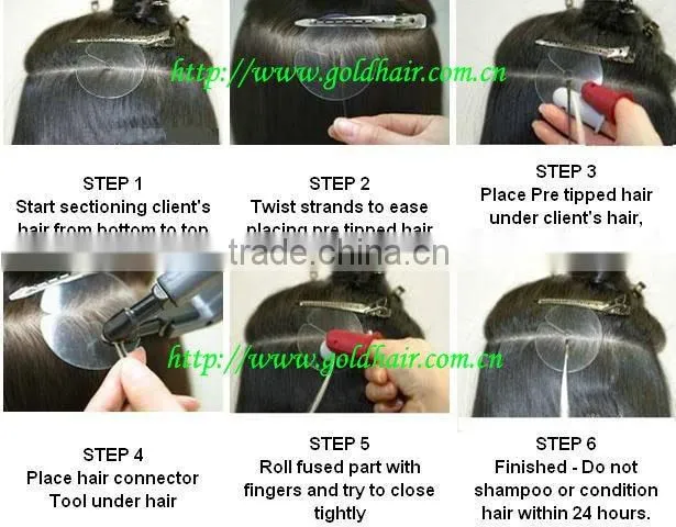 Brazilian Human Hai r- Pre-bonded Human Hair Extensions / Pre-glued / Pre-tipped Hair Extensions