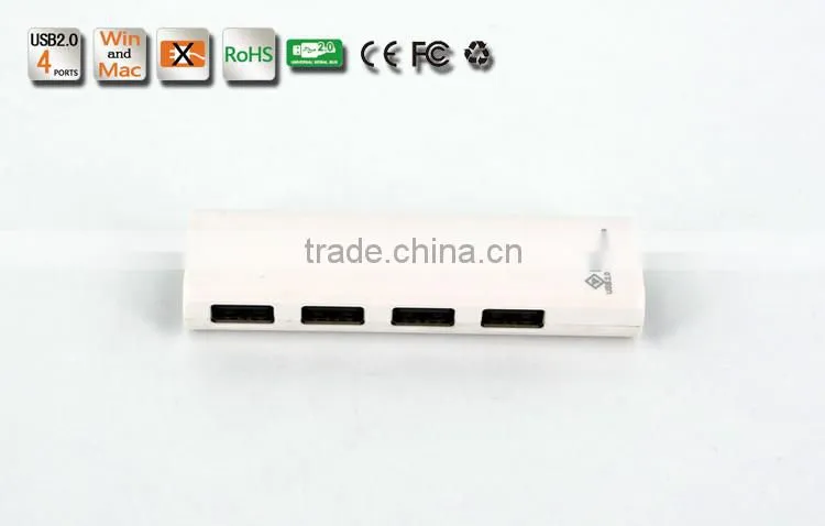 Slim shape but High Speed 480MBPS usb2.0 4 por hub form usb por hub suppliers with Plastic Casing