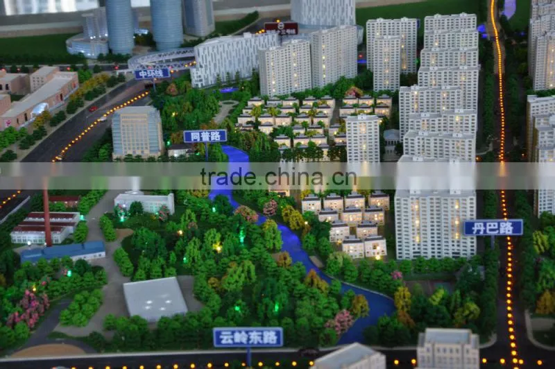 District planning 3d architectural scale model with lighting system for exhibition