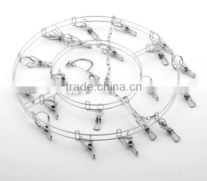 foldable stainless steel clothes hanger /Laudry clips hanger;stainless steel clips hanger/ clothes hanger with 24