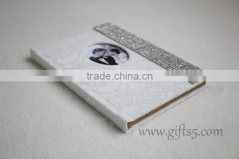 Vintage wedding guest book in white
