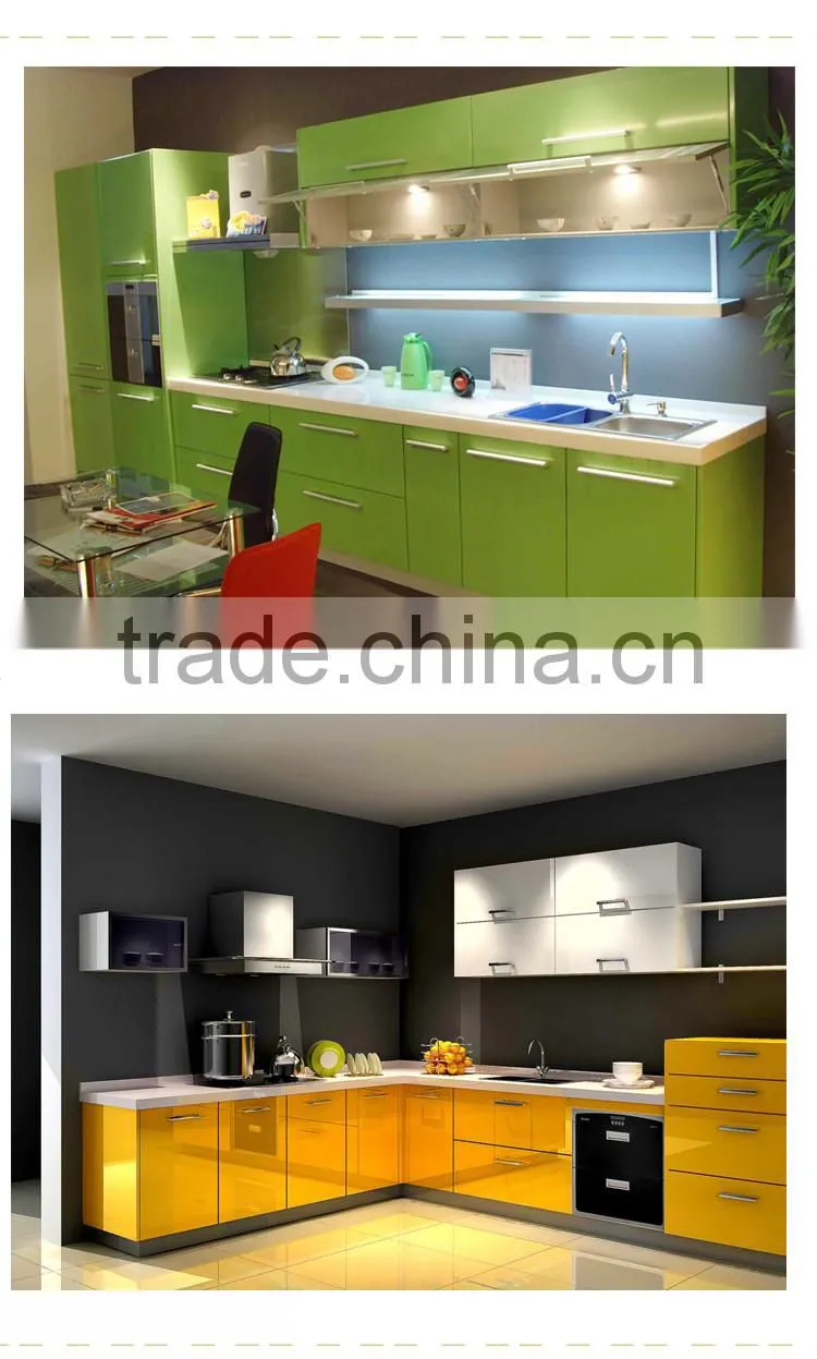waterproof green and yellow color pvc sheet for kitchen cabinet door panels
