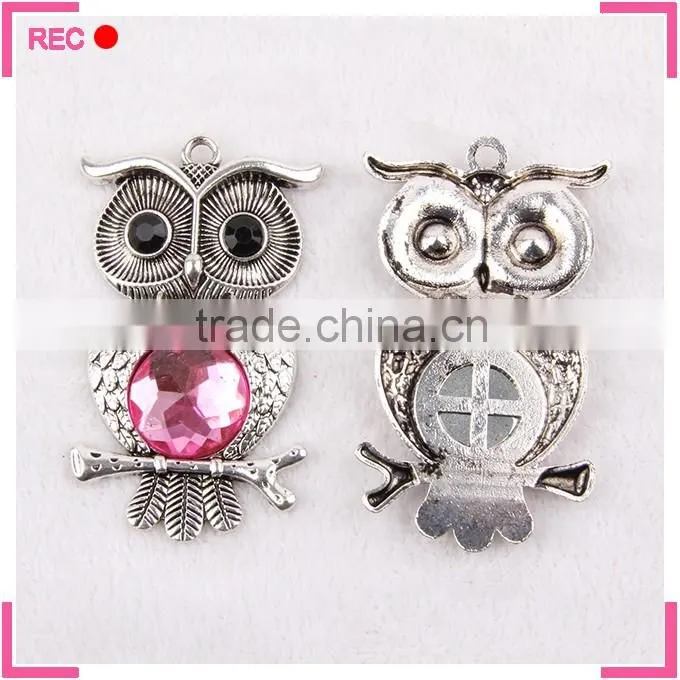 Owl pendant with rhinestone for neckalce, fancy pendant designs for girls