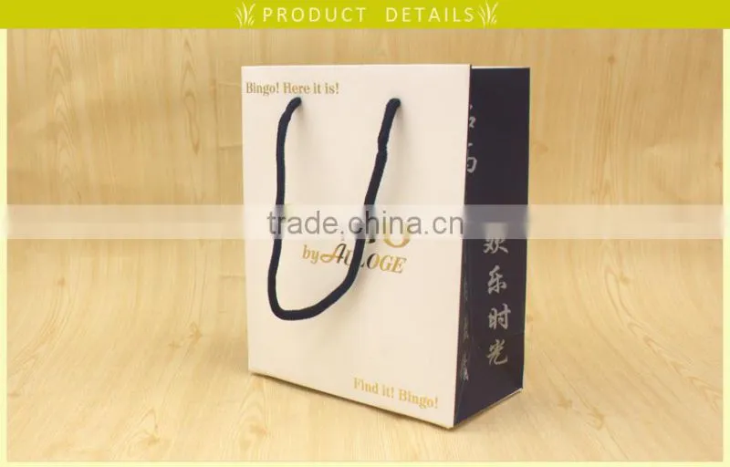 Gold foil Shopping bag with cotton string for fashion