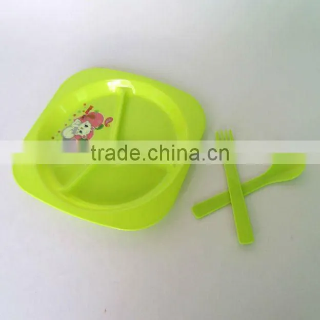 5pcs square plate plastic picnic set