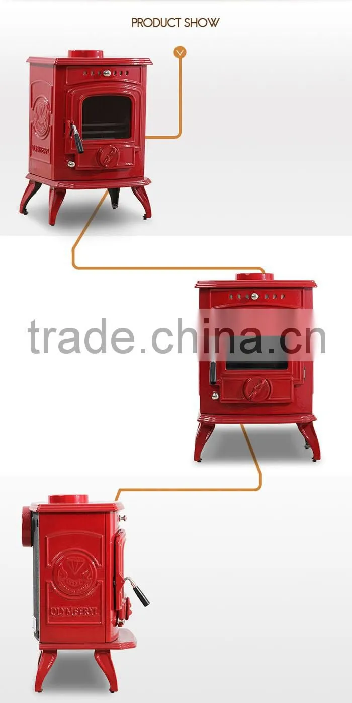 Red colour fireplace/Wood fireplace with beautiful enamel for selling HF332E