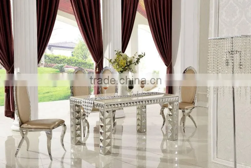 Modern Design Living Room Furniture Long-lasting Marble Top Stainless Steel Dining Table TH338