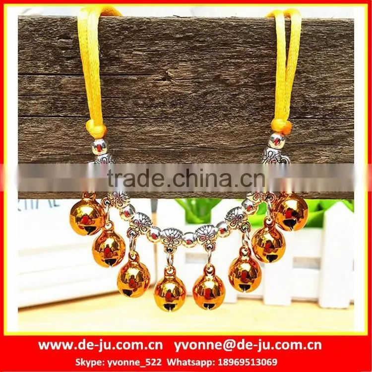 Black Rope Silver Bells Pearl Collar