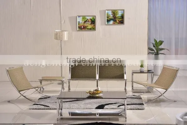 stainless steel frame rattan leisure chair with ottoman