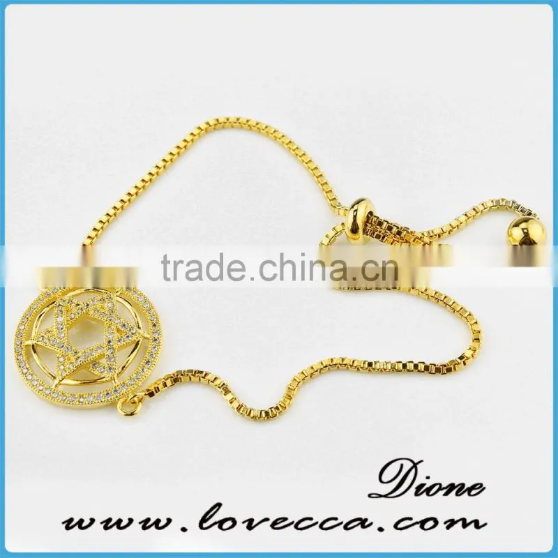 Dubai gold jewelry bracelet 24k gold thin chain micro pave zircon chain link bracelet