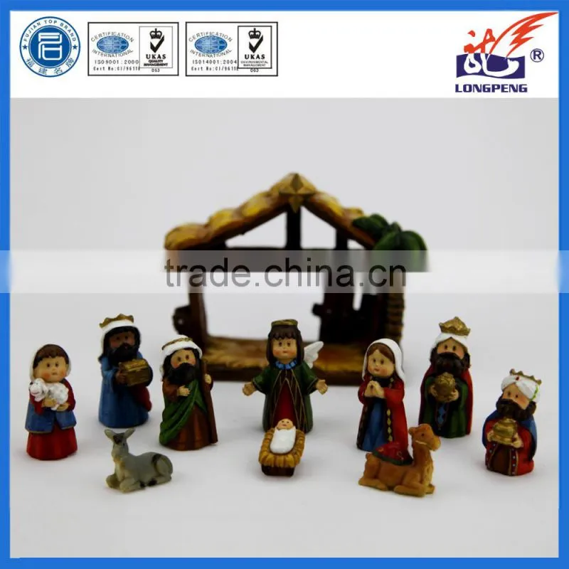 polyresin christmas resin nativity set with manger